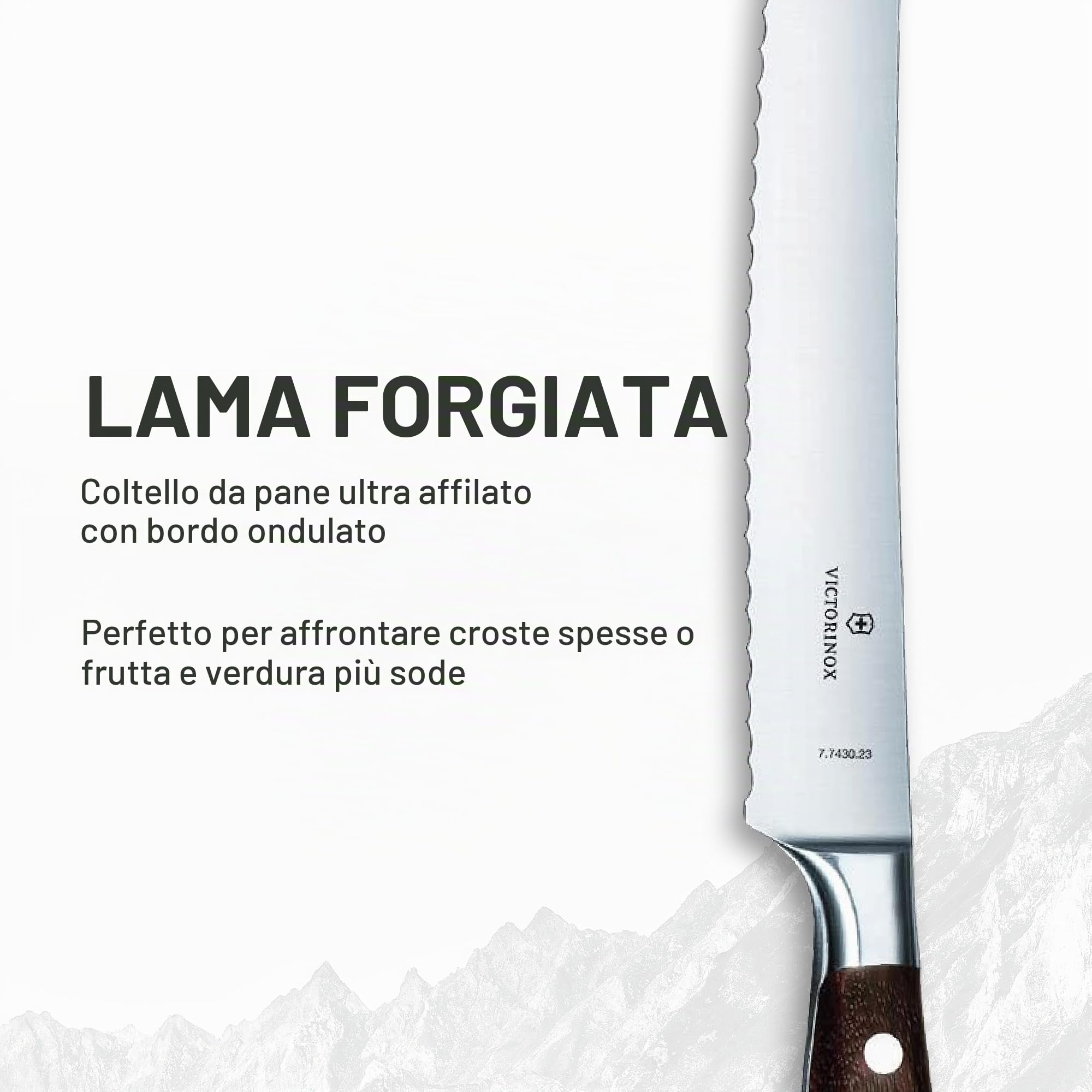 Victorinox Grand Maître, coltello professionale per pane e pasticceria, lama extra-affilata, bordo seghettato, 23 cm, elegante manico in legno, acciaio inossidabile, marrone