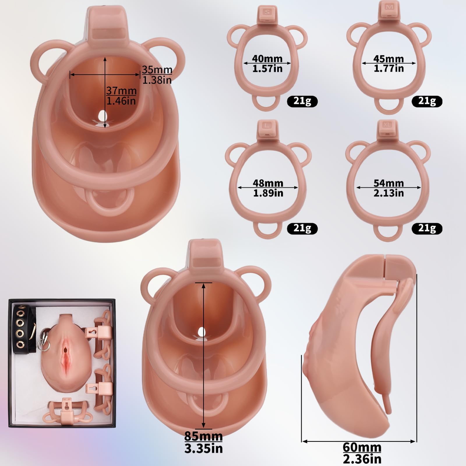 BDSMYOU Gabbia per Pene Chastity Cage Sex Toys,Gabbia di Castità con Labbra Vaginali e Cintura di Castità,BDSM Bondage Imitazione Vagina Gay,Sexytoysys Uomo,Toys Sessuali per Uomini