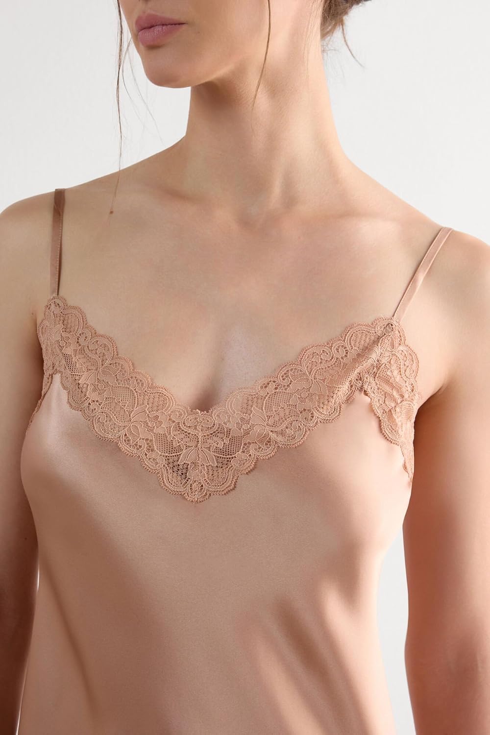 Intimissimi Woman's Silk Slip with Lace Insert Detail