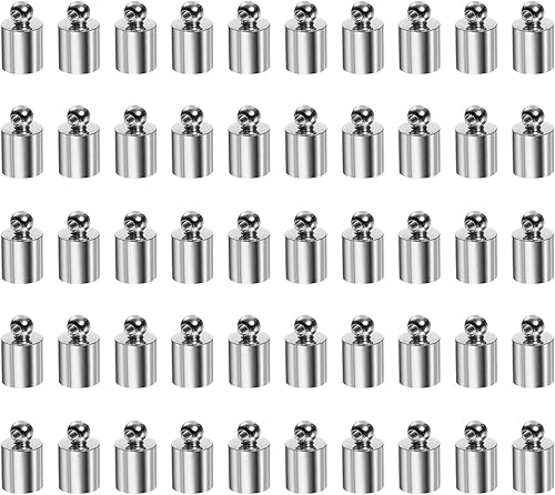 HARFINGTON 50 tapas de extremo de cordón de 0.217 in de identificación de cobre, tapas de extremo de barril para bricolaje, pulseras, collares,
