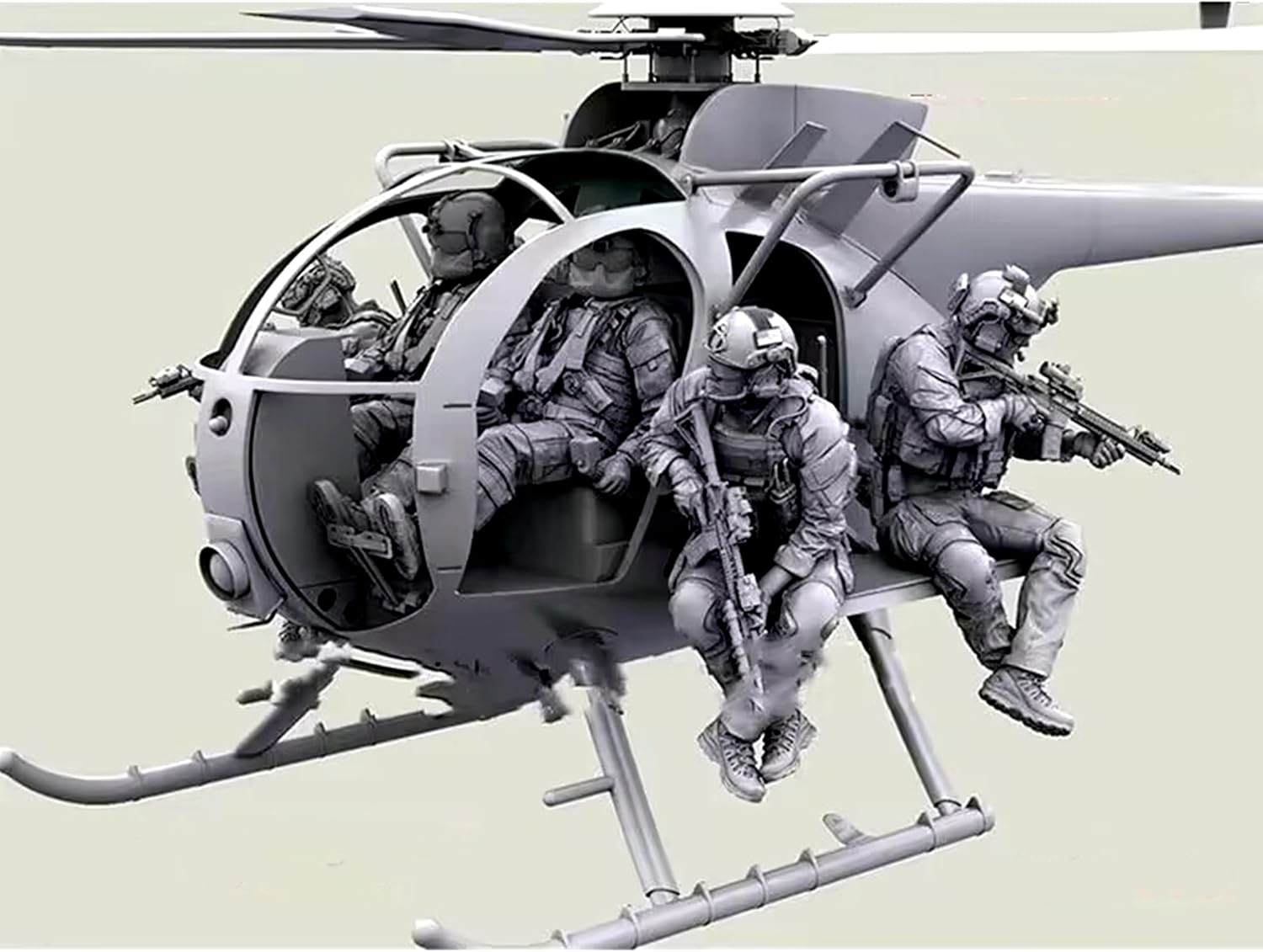 1/35 WWII US Helicopter Commando Soldier Resin Soldier Model Kit Unpainted and Unassembled Resin Model (6 Men, No Aircraft) //h9J6S1