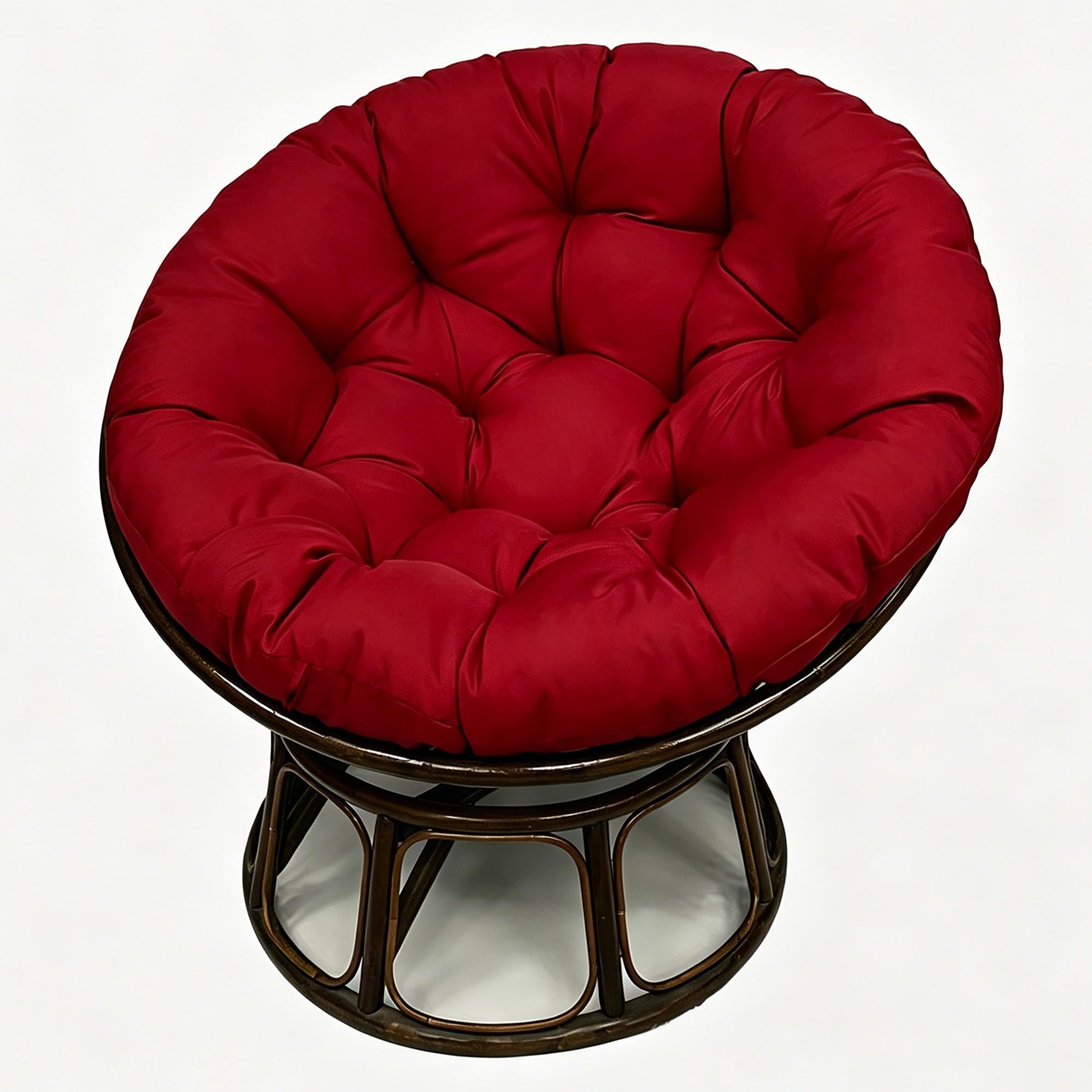 yanbinlife Cushion - Bucket & Moon Chair Comfy Round - Floor Pillow, Soft Circle Chair Cushion with Ties for Oval Saucer Egg Chairs (Frame Not Included)(Wine Red,19.6 x 19.6 in)