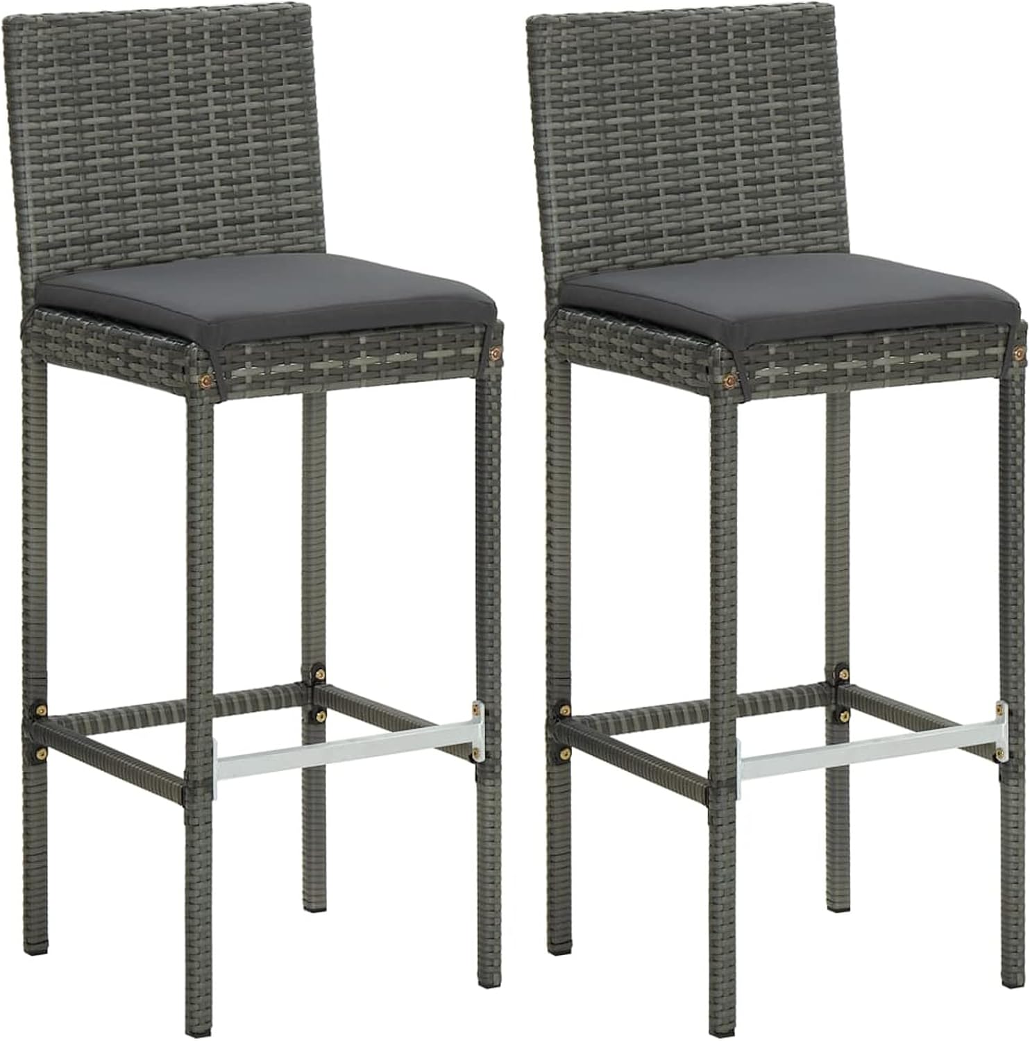 3 Piece Patio Bar Set with Cushions Outdoor Bar Set Outside Bars for Patio Bistro Table Set Outdoor Poly Rattan Gray 3064829