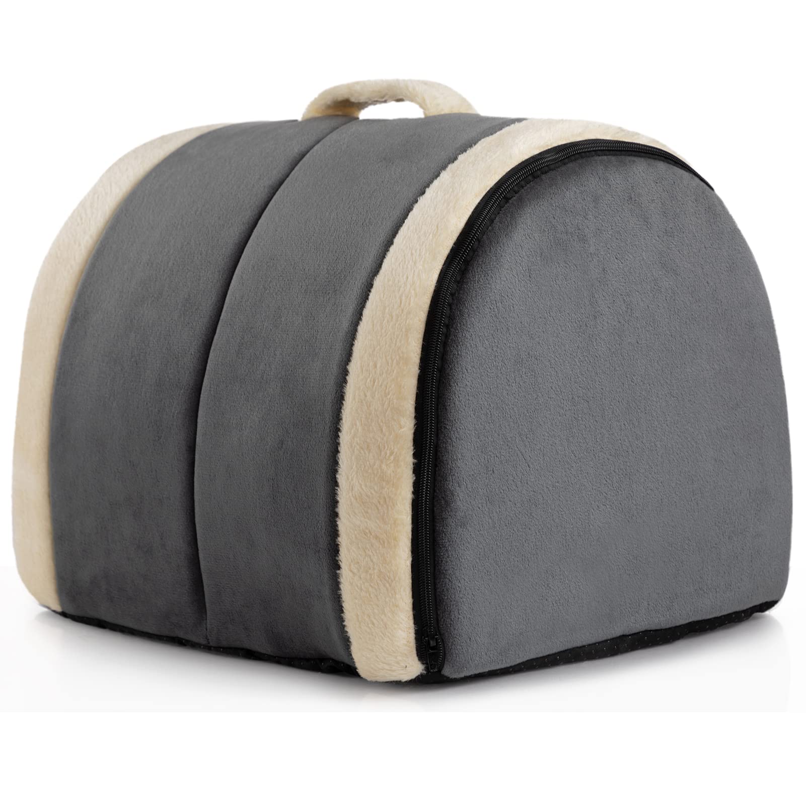 Hollypet Cama para Gato y Perros Pequeños, Plegable 2 en 1 Cama para Mascotas, Nido Suave y Cálida para Interior & Exterior, Gris Oscuro