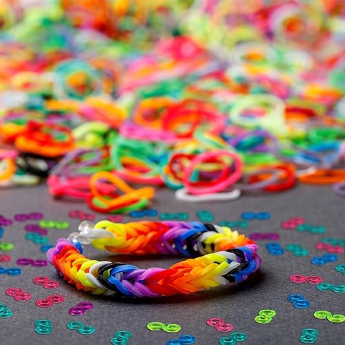 Miniatura 7 de Juego de 500 clips en S para bandas de goma, kit de recambios de conectores de plástico arcoíris, clip de telar para pulseras de goma (colorido)