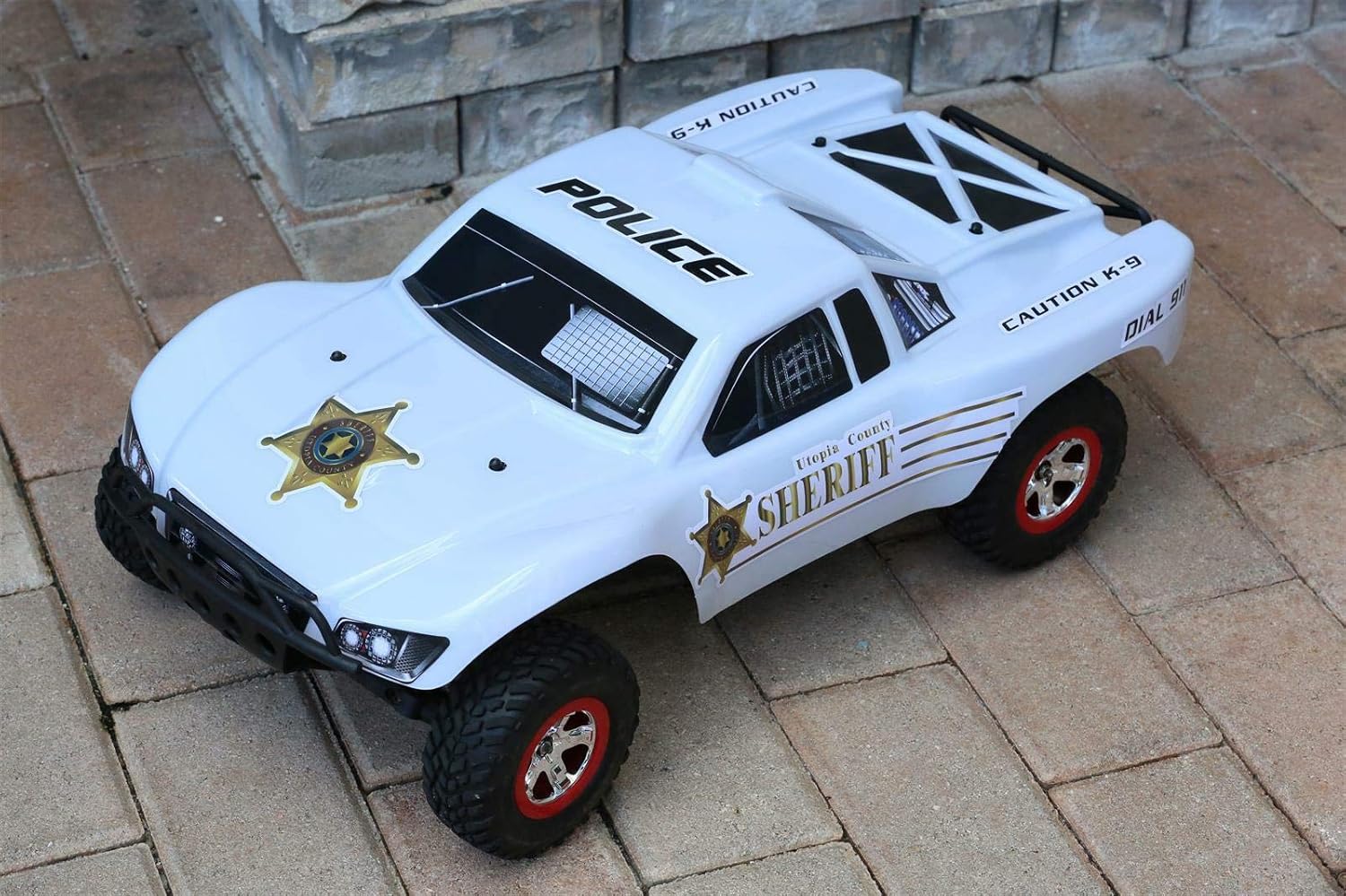SummitLink Custom Body Police White Style Compatible for 1/10 Scale RC Car or Truck (Truck not Included) SS-POW-01