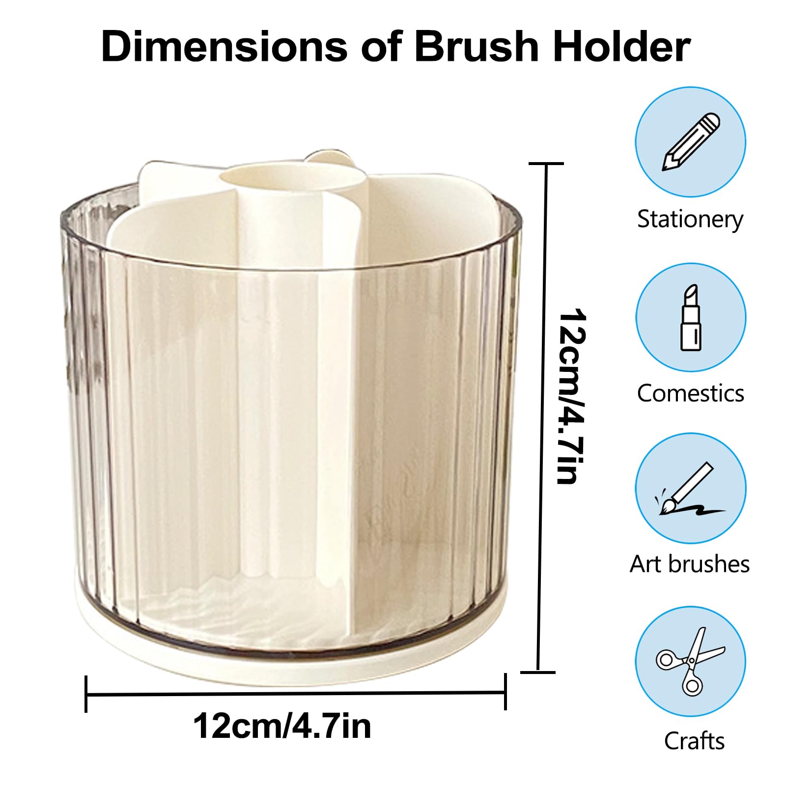 Lemical Soporte giratorio de 360° para brochas de maquillaje, soporte para lápices, caja de almacenamiento de cosméticos, 6 ranuras, organizador de bolígrafos de escritorio para el hogar, oficina,