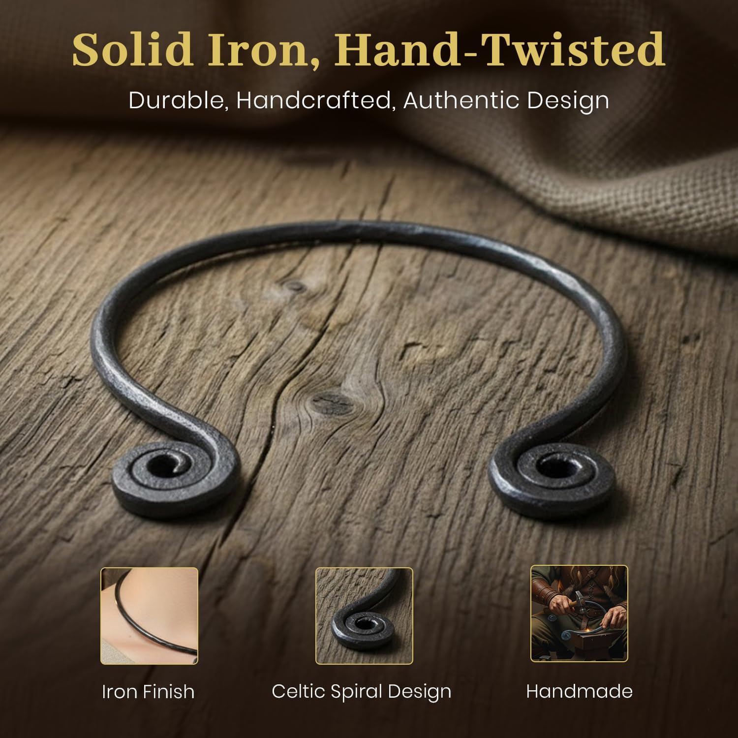 ARTIZANSTORE Viking torc necklace, Celtic spiral torq, Historical reenactment neck ring, norse pagan asatru jewelry Nacklace - Image 3