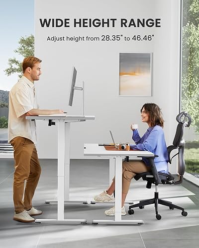 Miniatura 6 de ErGear Escritorio eléctrico de pie ajustable en altura, escritorio de pie de 40 x 24 pulgadas, escritorio de oficina en casa con memoria (blanco)
