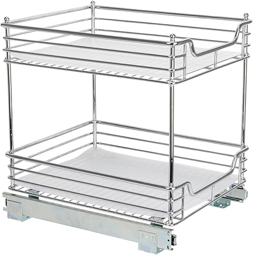 Vista 135 de Household Essentials Glidez - Organizador multiusos de acero cromado extraíble y deslizante para utensilios de cocina y utensilios para hornear