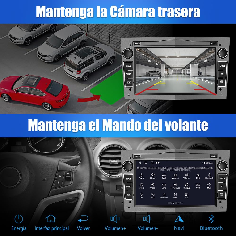 AWESAFE Android 12.0 2GB+64GB Pantalla de Coche para Opel con Carplay/Android Auto, Pantalla Táctil 7 Pulgadas con WiFi/GPS/Bluetooth/DSP/RDS/USB/FM/24 Temas, Apoyo Mandos Volante,MirrorLink(Gris)