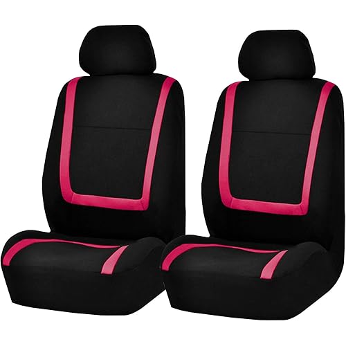 FH Group Car Seat Covers Front Set in Cloth - Car Seat Covers for Low Back Car Seats with Removable Headrest, Universal Fit, Automotive Seat Covers, Washable Car Seat Cover for SUV, Sedan, Van Pink
