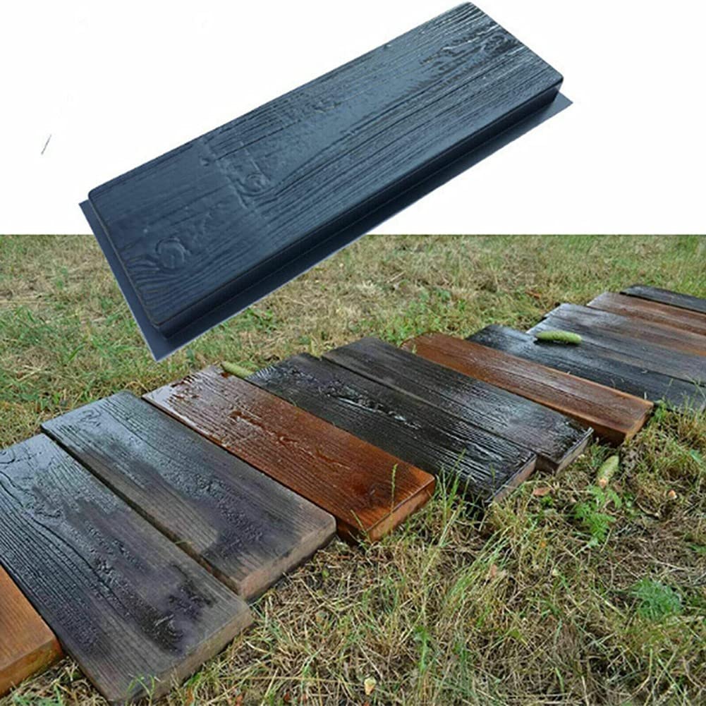 Moldes de hormigón, moldes de hormigón con forma de madera, moldes para suelos de plástico moldeados DIY, moldes para piedras militares de jardín, paquete de 2