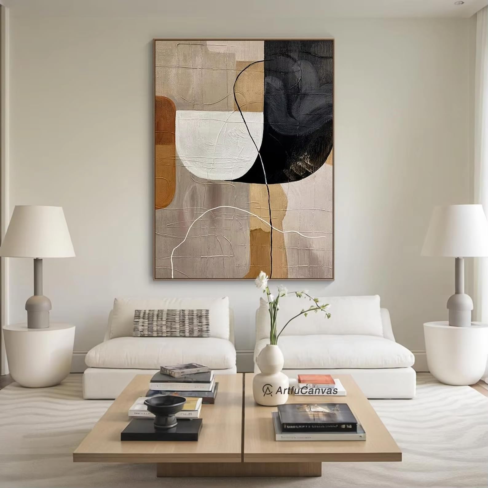 IHHGNB Beige Wabi Sabi Wall Art Beige Brown Abstract Canvas Painting Neutral Wall Decor Minimalist Painting Textured Art Prints(60x80cm(24x31in)/No frame)