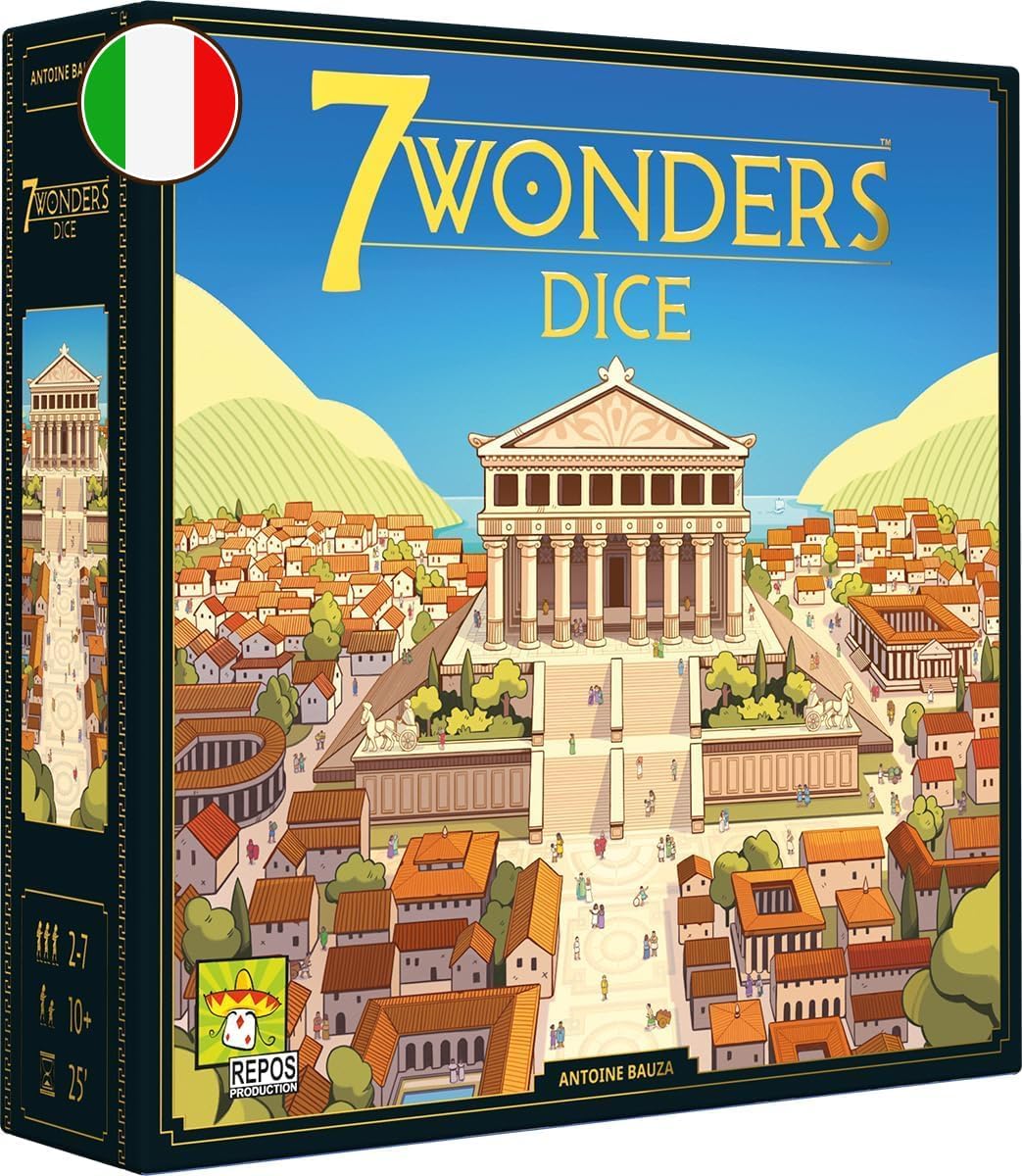 Asmodee - 7 Wonders Dice Roll & Write board game - Strategic and fast game for 2-7 players from 10 years - 25 minutes - Italian version