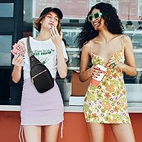 Vista 58 de Telena Riñonera pequeña para mujer, de cuero, cangureras, bolsa de pecho para mujer 3-camel marrón