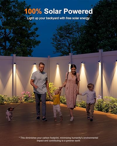 Miniatura 6 de Paquete de 12 luces solares para valla al aire libre, impermeables, con lente LED blanca cálida, para jaula de piscina exterior, patio, riel,