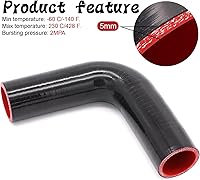 Vista 3 de Acoplador de codo de 90 grados de 4 capas de manguera de silicona de 1.5 pulgadas (38 mm) con abrazaderas de perno en T para tubo de admisión