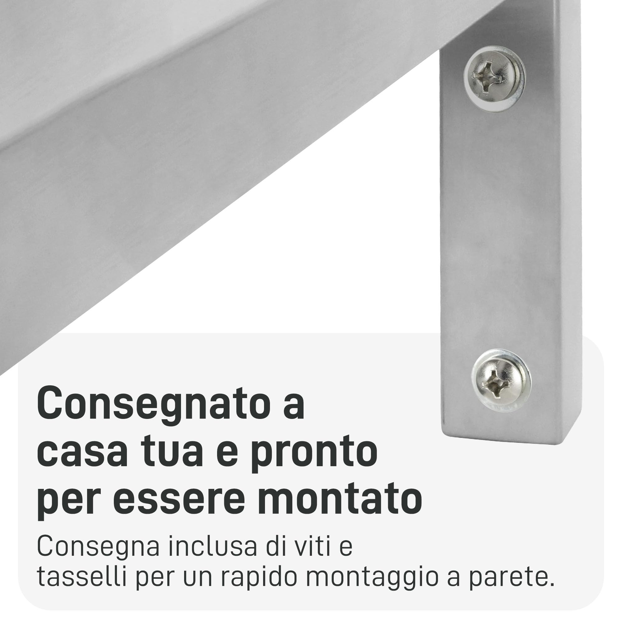 Staffe Per Mensole In Acciaio Inox | 2 Pezzi | Lunghezza 300 Mm | Per Lavabo E Mensole - Foto 2