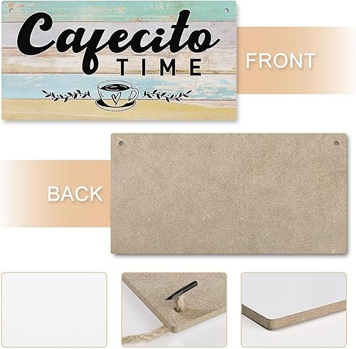 Miniatura 4 de Letrero colgante para puerta de Cafecito Time, decoración de pared para sala de estar, dormitorio, decoración de pared de madera rústica, 12 x 6