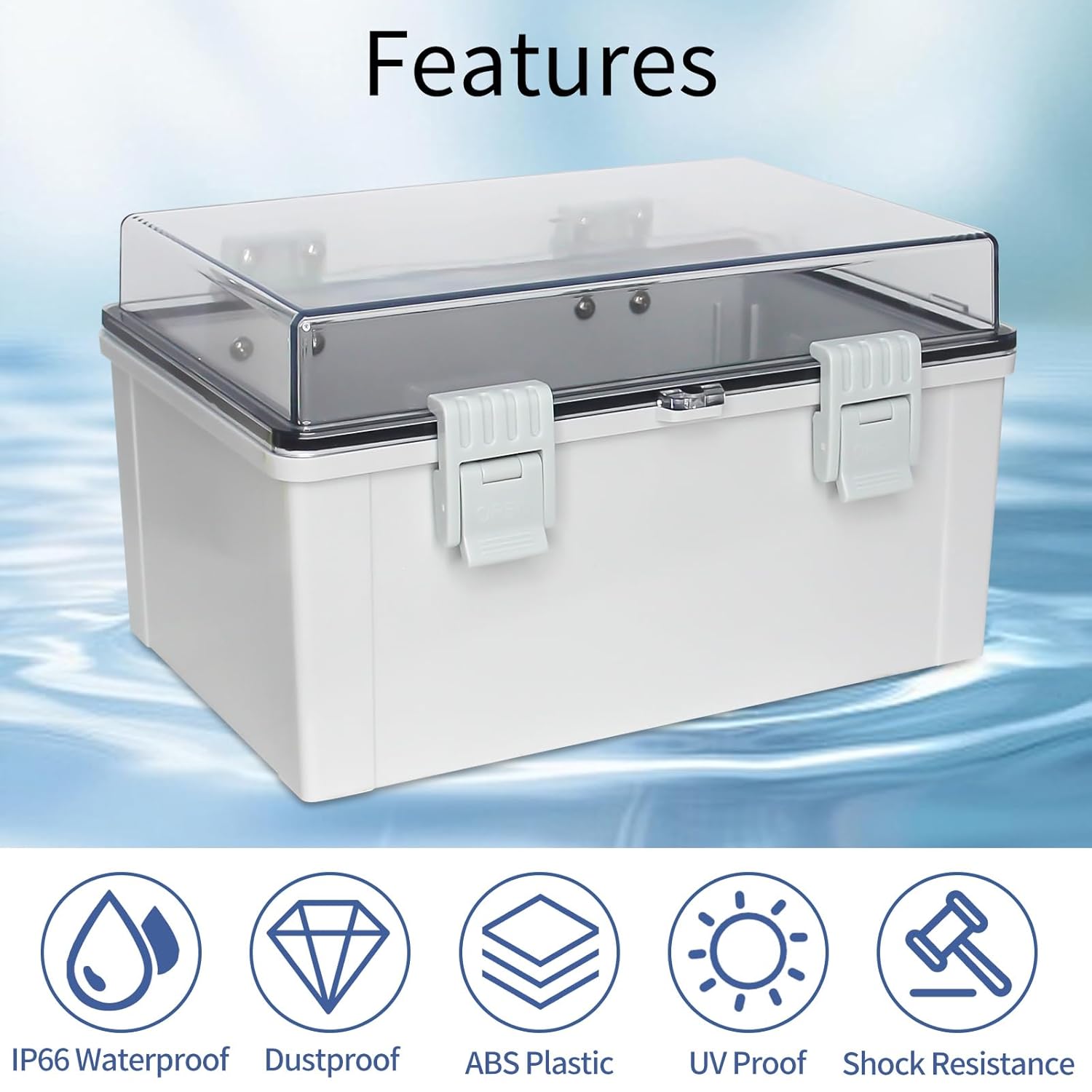Waterproof Outdoor Junction Box IP66 ABS Plastic Electrical Box Universal DIY Project Box for Indoor/Outdoor Use with Wall-Mount Bracket Clear (11.8"x7.8"x6.6")