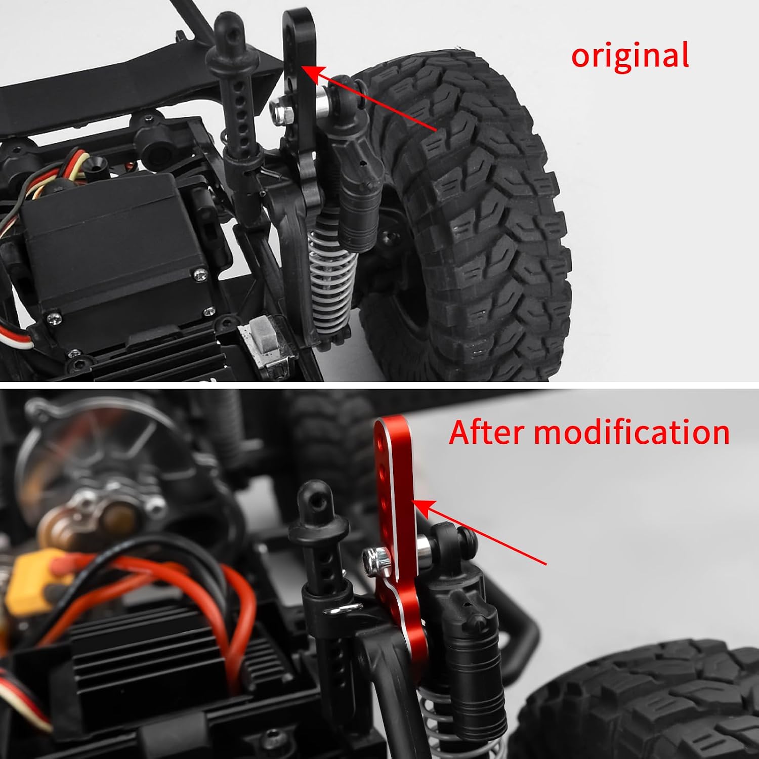 RC Car Shock Absorber Mount Adjust Height Angle Stand CNC Aluminum Shock Mount Lift Kit Set for 1/10 Axial SCX10 SCX10 II 90046 D90 D110 RC Crawler Car Upgrades Replacement, 4Pcs/Set