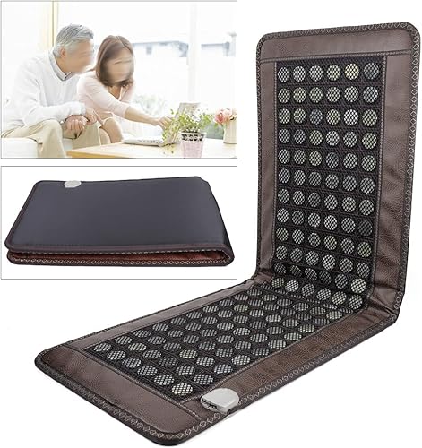 Miniatura 6 de Almohadilla térmica de infrarrojos lejanos para espalda completa, 20 x 59 pulgadas, 138 piedras de turmalina de jade natural, alfombrilla térmica