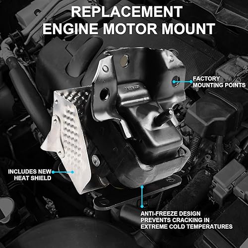 Miniatura 2 de 2 soportes de motor con escudo térmico, derecho e izquierdo, compatible con Chevy Cadillac y GMC 2007-2014, Escalade, Silverado, Suburban, Tahoe,