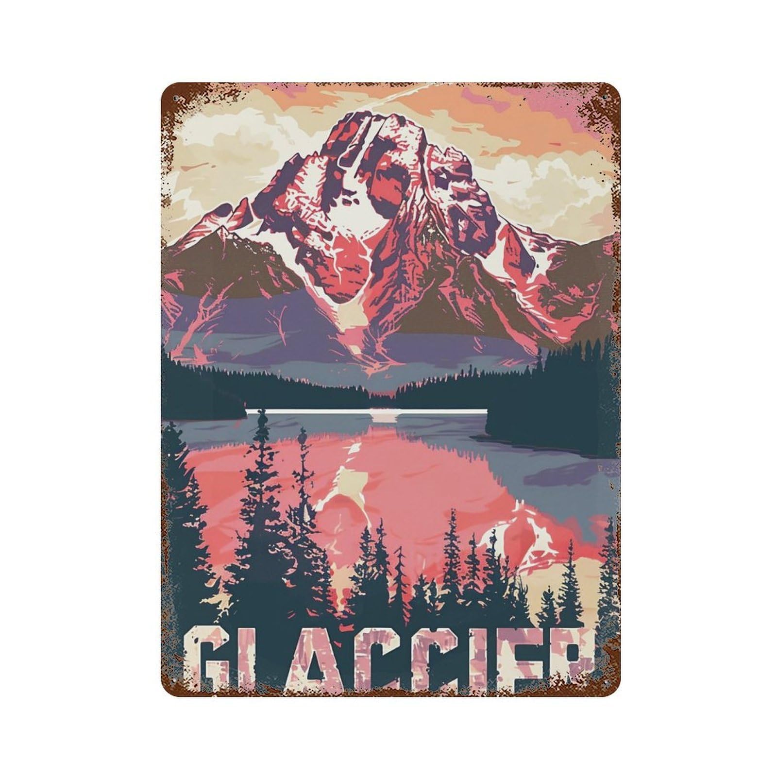 FHUYEURHRY Mid Century Glacier National Park 04 Wall Decor Retro Iron Vintage Art Metal Tin Sign Poster Modern Home Cofffee Club Art Bar Shop Decorations Style-29 40x30cm