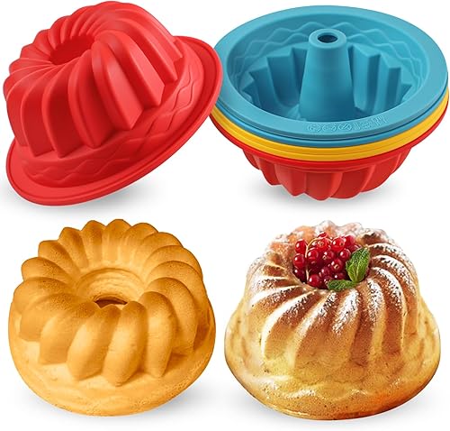 Miniatura 8 de Webake Juego de 6 moldes de silicona de 4 pulgadas, antiadherentes, sin BPA, para hornear, magdalenas, cupcakes