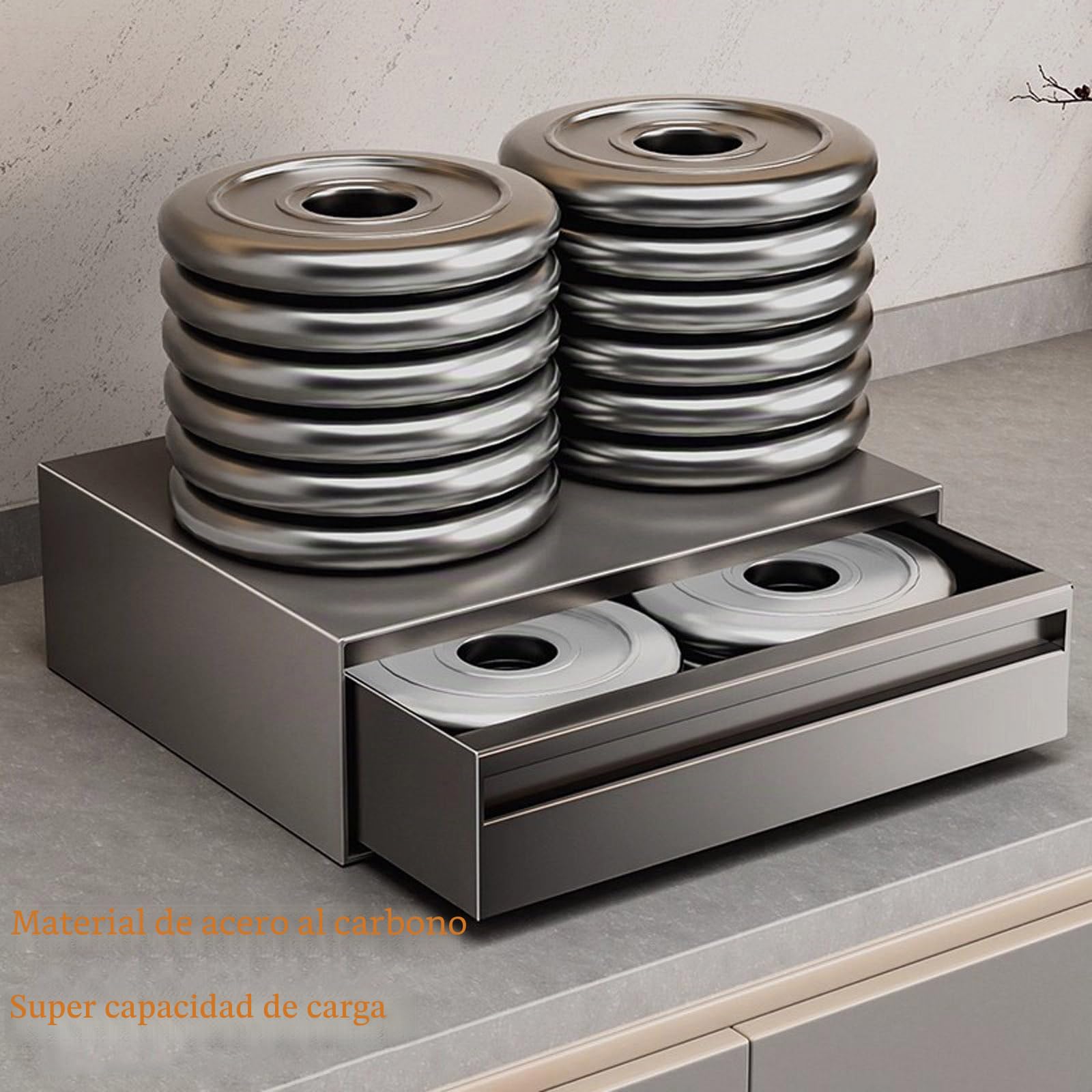 Soporte de acero al carbono para microondas con cajones extraíbles, organizador de encimera para microondas compactos, estación de café y almacenamiento de electrodomésticos de cocina, color gris (35
