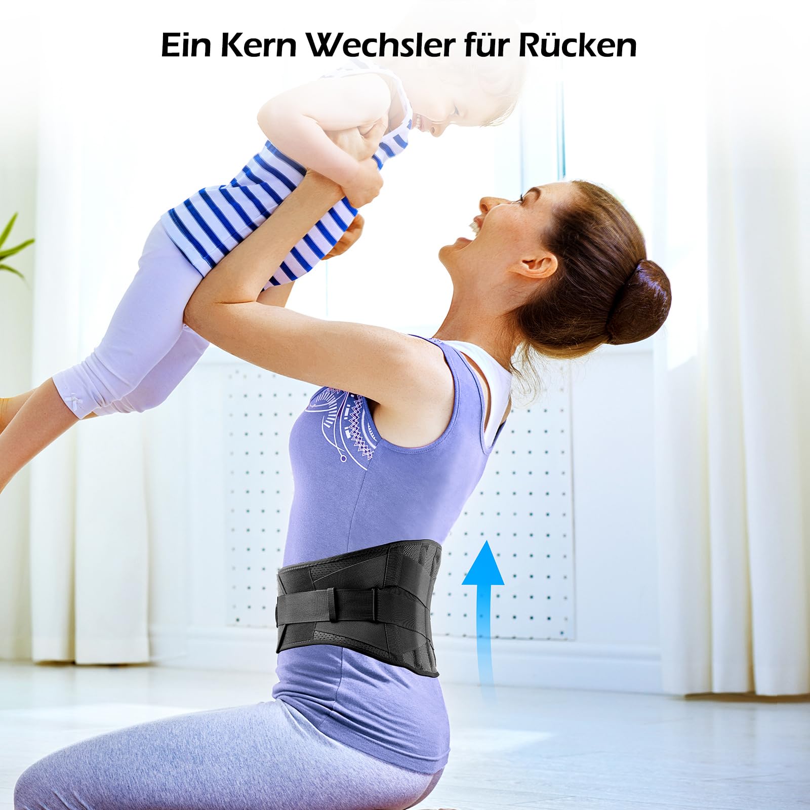 FREETOO Rückenbandage Herren und Damen, Atmungsaktive rückenstützgürtel Rückengurt mit 5 Aufenthalten für Sport,