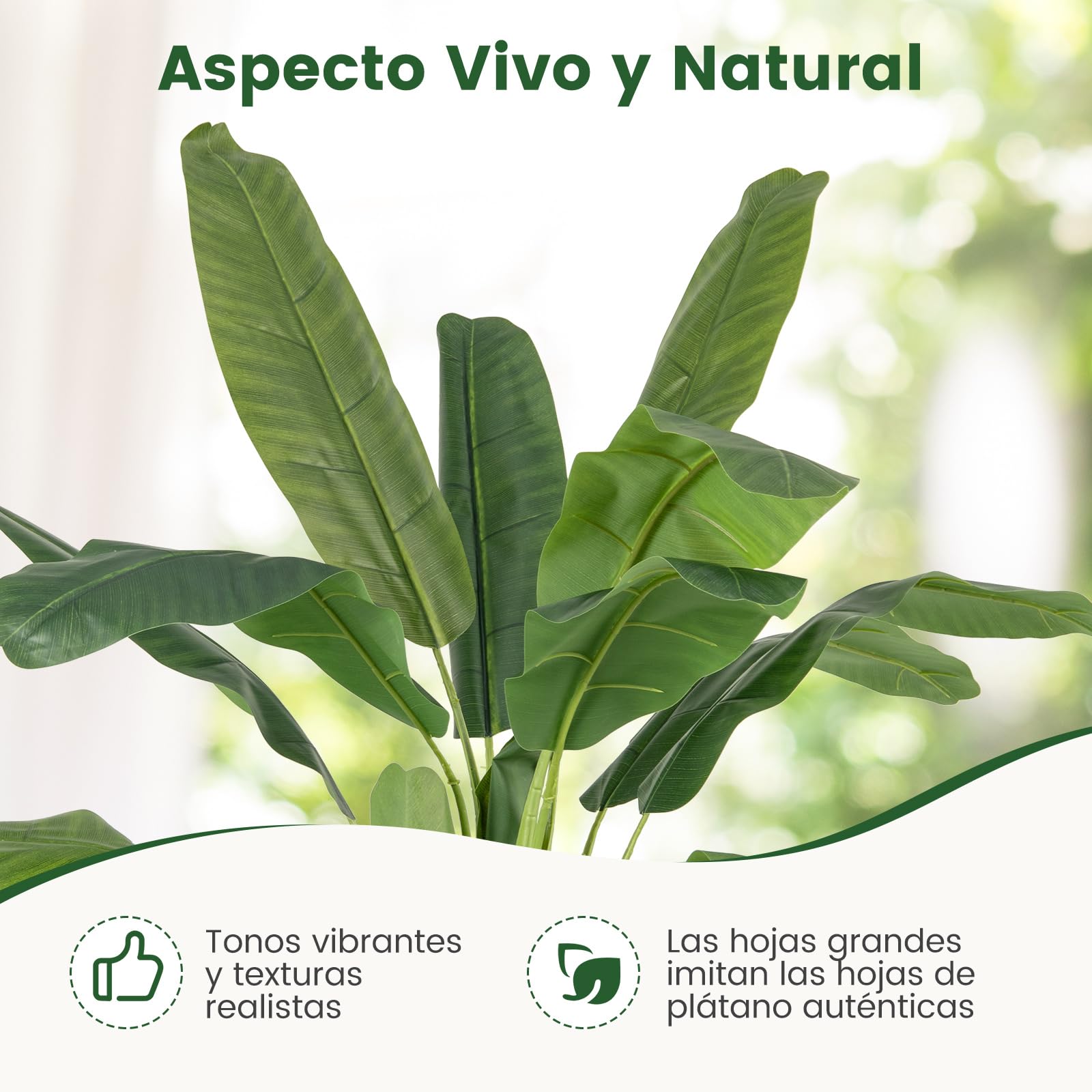 COSTWAY Planta Artificial Decorativa de Ave del Paraíso, Platanera Artificial 160 cm, Árbol de Hojas de Plátano de Imitación en Maceta, Palmera Tropical Artificial Grande para Sala de Estar, Oficina