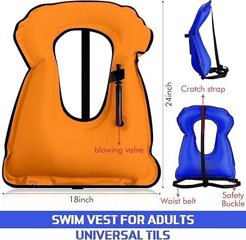 Miniatura 9 de Chaleco de esnórquel inflable para adultos, chaleco de natación portátil, chaquetas de kayak ajustables, chalecos de seguridad para esnórquel,