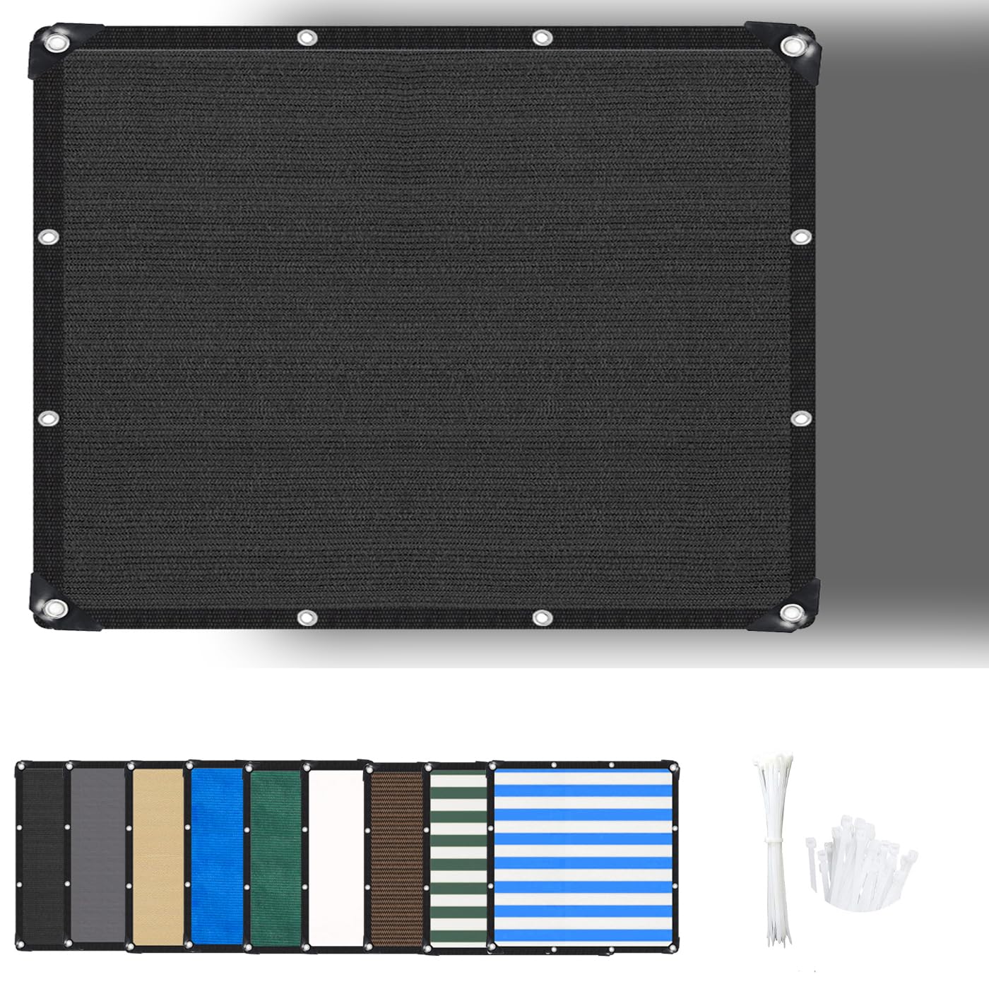 ZHhan Garden Sun Screen Fabric Shade Net Outdoor Fence Netting Screening, Backyard, Patio, Balcony, Includes Cable Ties 8 Days Delivered 9 Colors Black,0.8x2.8m — image 1