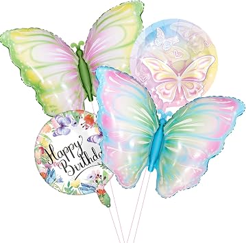 Gradient Pastel Butterfly Foil Balloon Colorful Butterfly Mylar Balloons