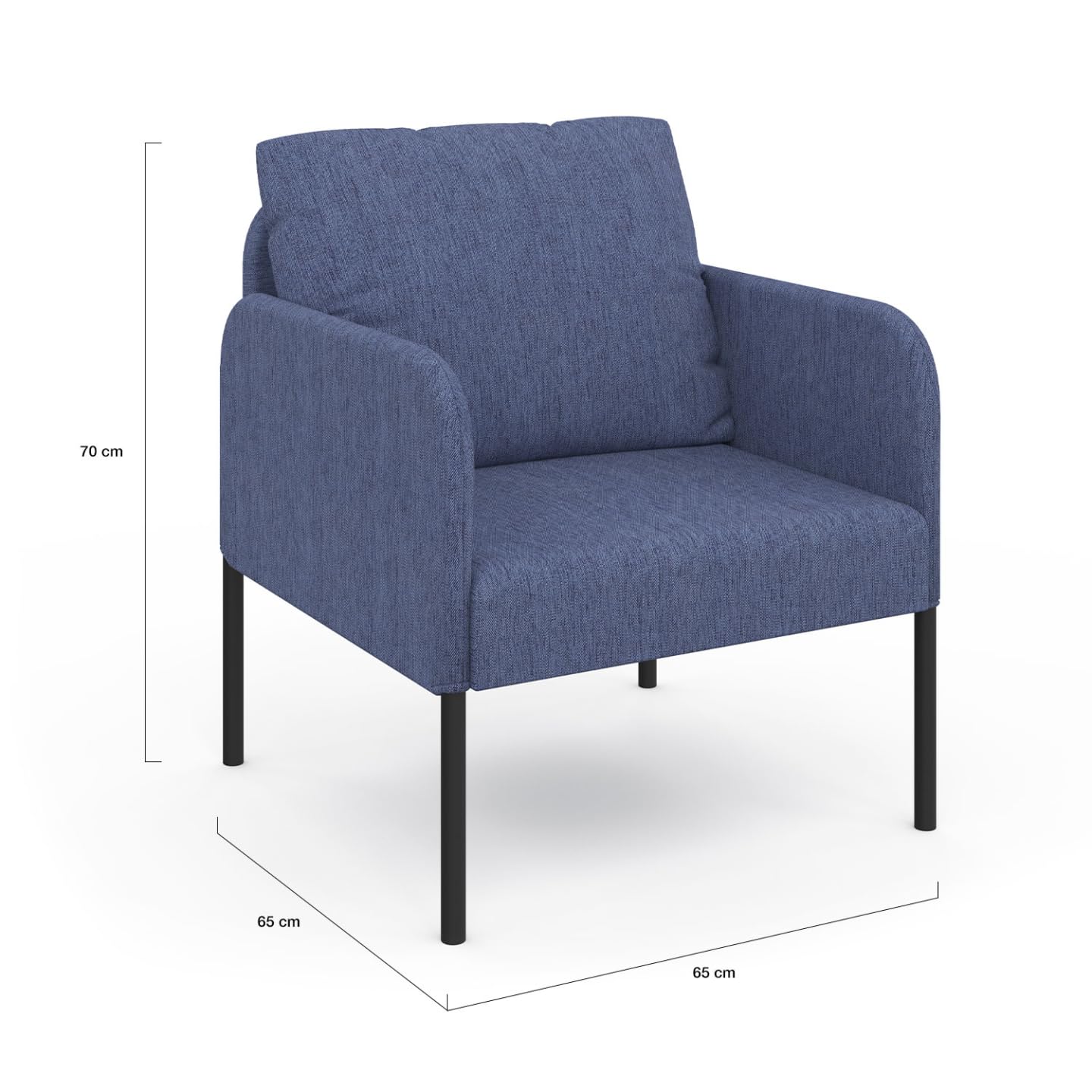 IDMarket - Sillón Auguste tejido azul, patas metálicas, color negro