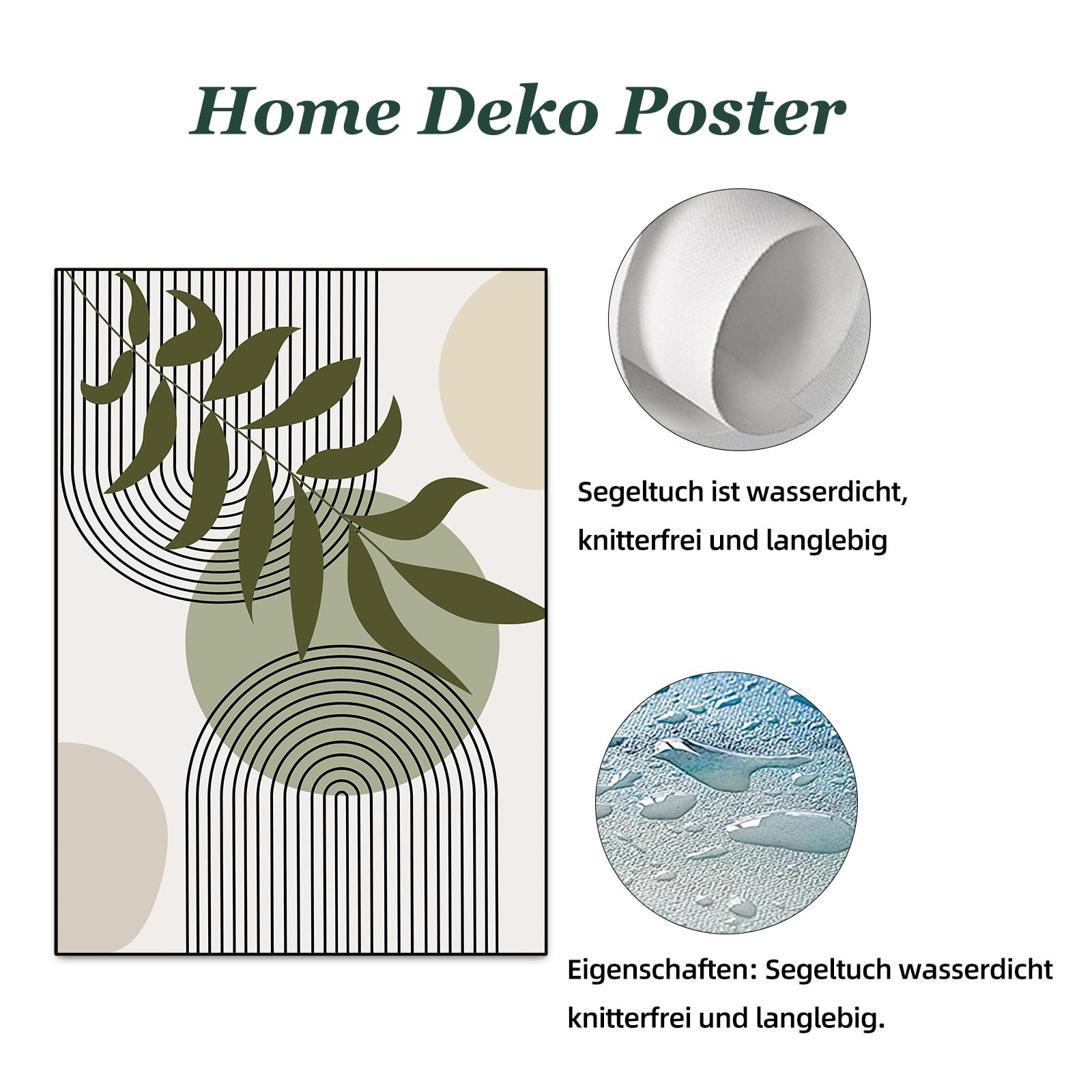 HEHGVCF Set di 3 poster astratti con anello annuale, linee dorate, poster da parete, moderni per il soggiorno, senza cornice (linee geometriche, 40 x 60 cm)
