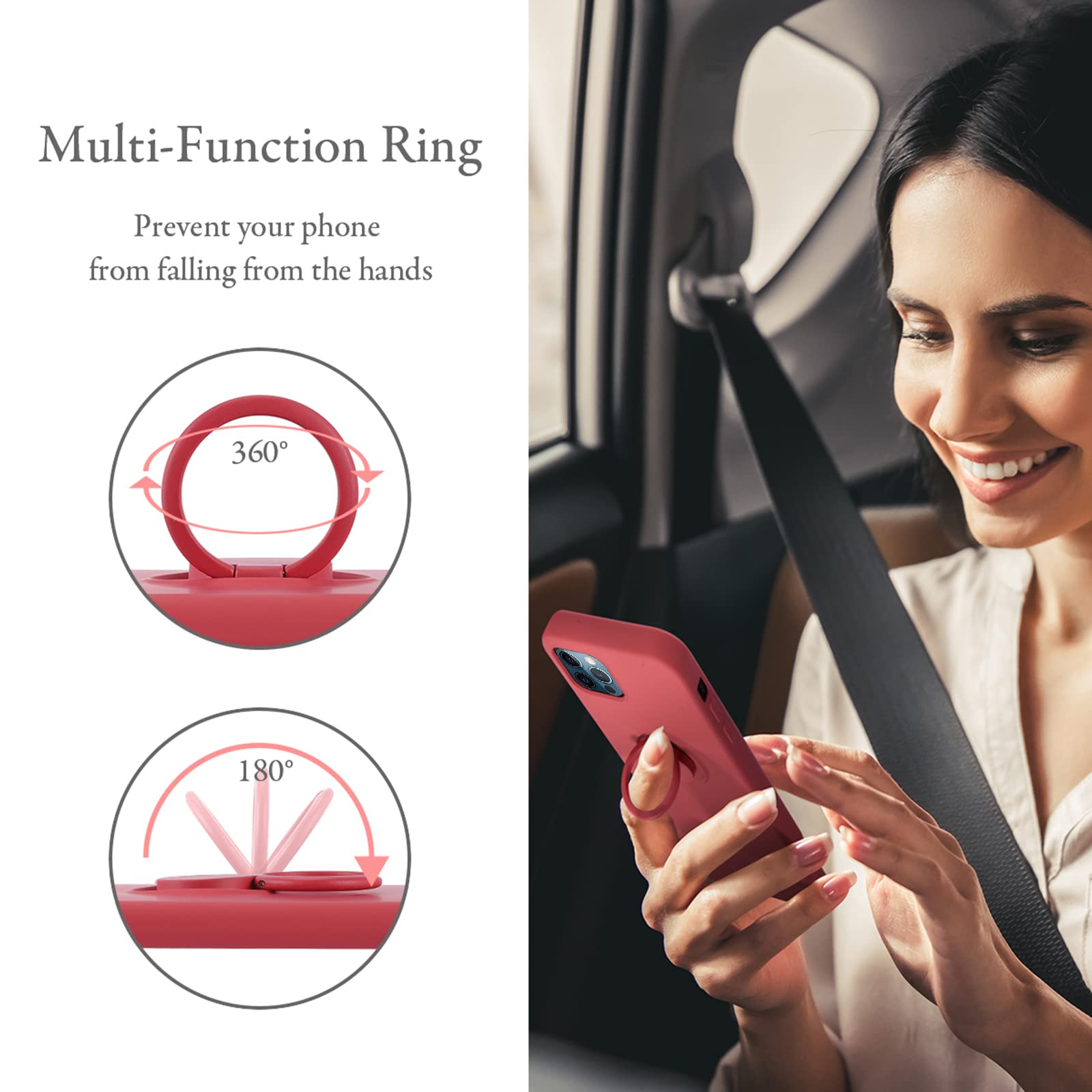 UEEBAI Hülle Für IPhone 14 Pro Max 6.7 Inch, Ultra Dünn Silikon Handyhülle Mit 360 Grad Drehbarer Ringhalter Handschlaufe Magnetische Autohalterung Schutzhülle Kickstand Case Cover - Matcha Grün