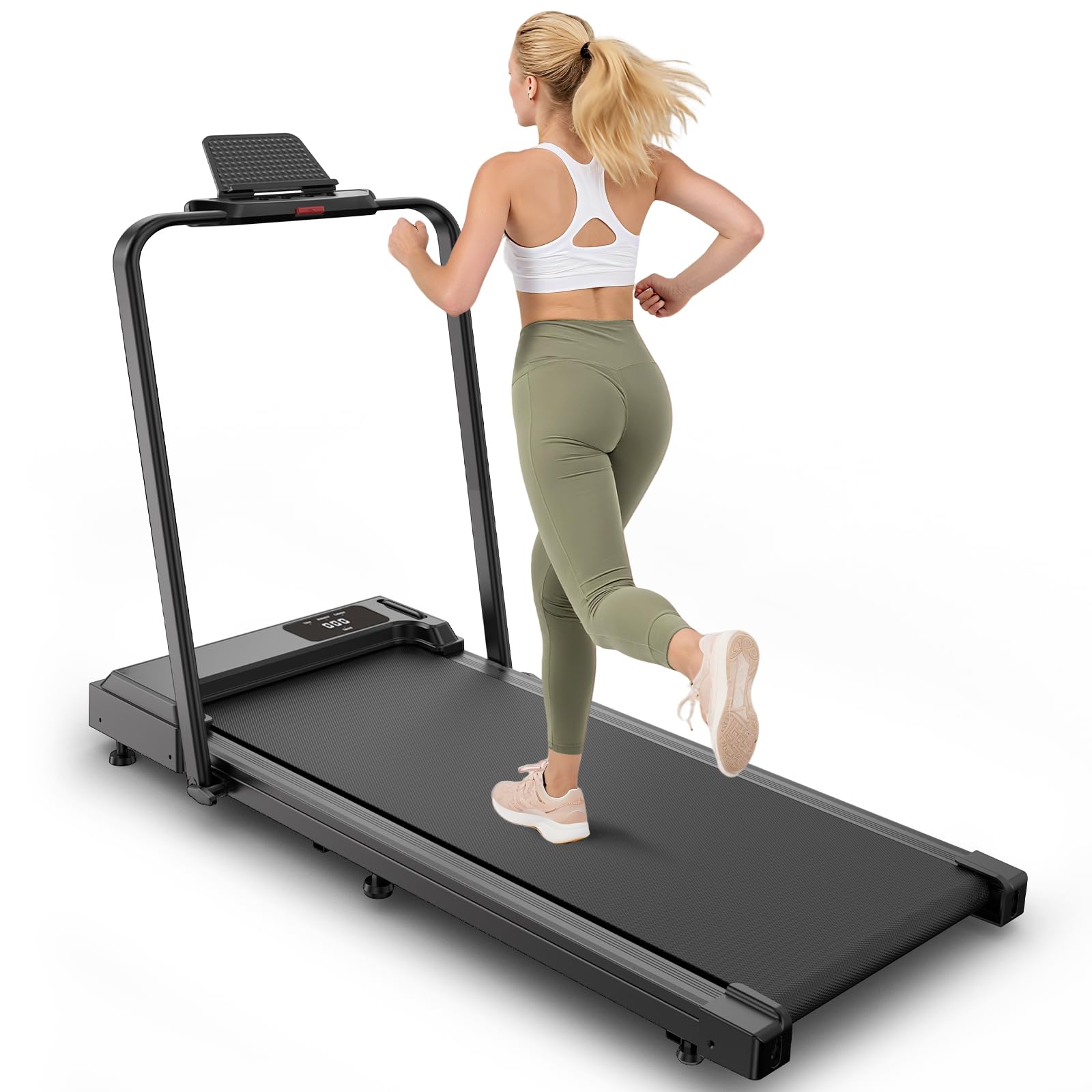Cinta de Correr Plegable 2 en 1 para el hogar – 15% de inclinación, Motor de bajo Ruido de 2,5 CV (≤ 45 dB), 1-10 km/h, Capacidad de Carga de 120 kg, 12 Modelos de Entrenamiento y Pantalla LED