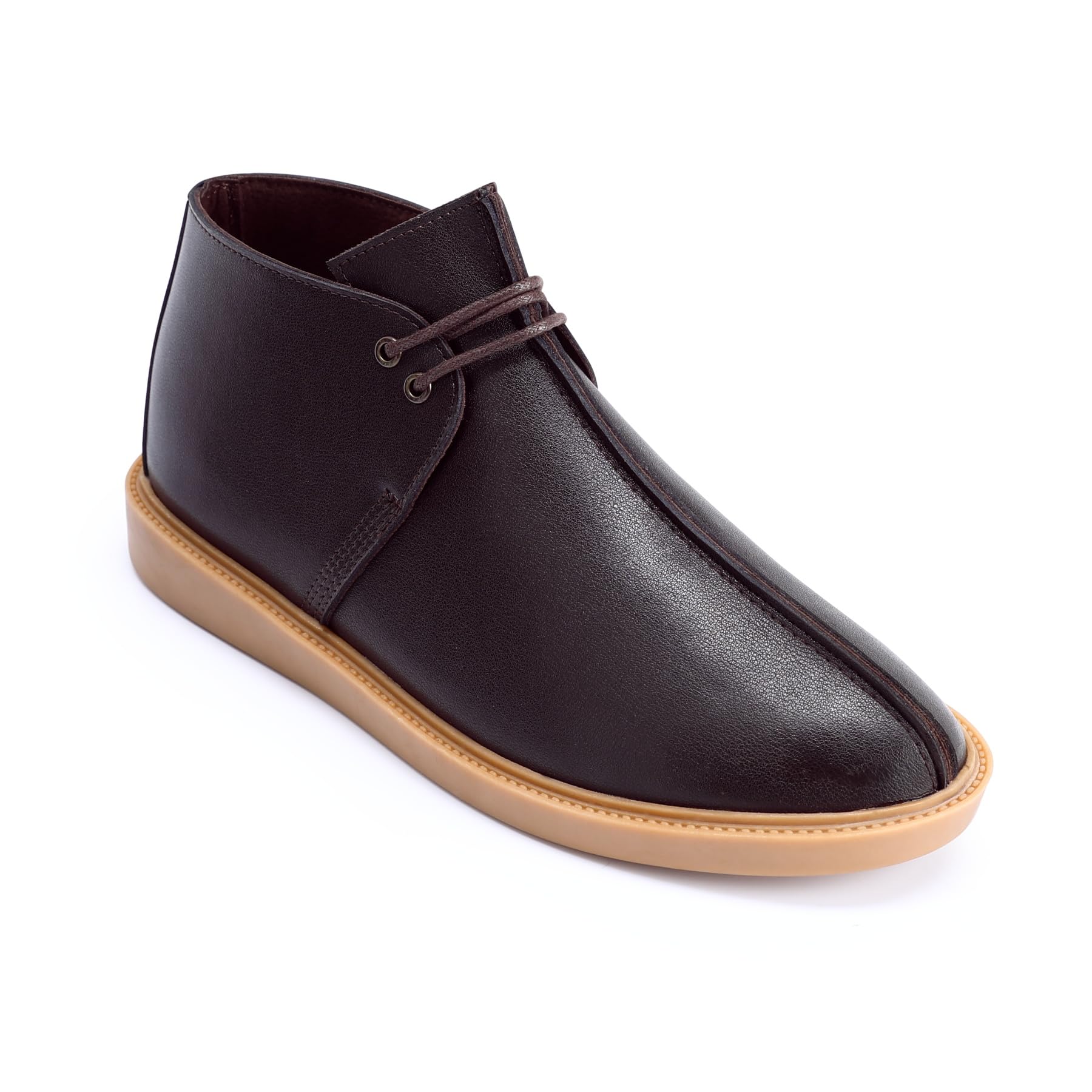 Mens Leather Lace Up Chukka Boot Bulge Retro Desert Boots Fashion Solid Color Ankle Boots Coffee 10.5 UK