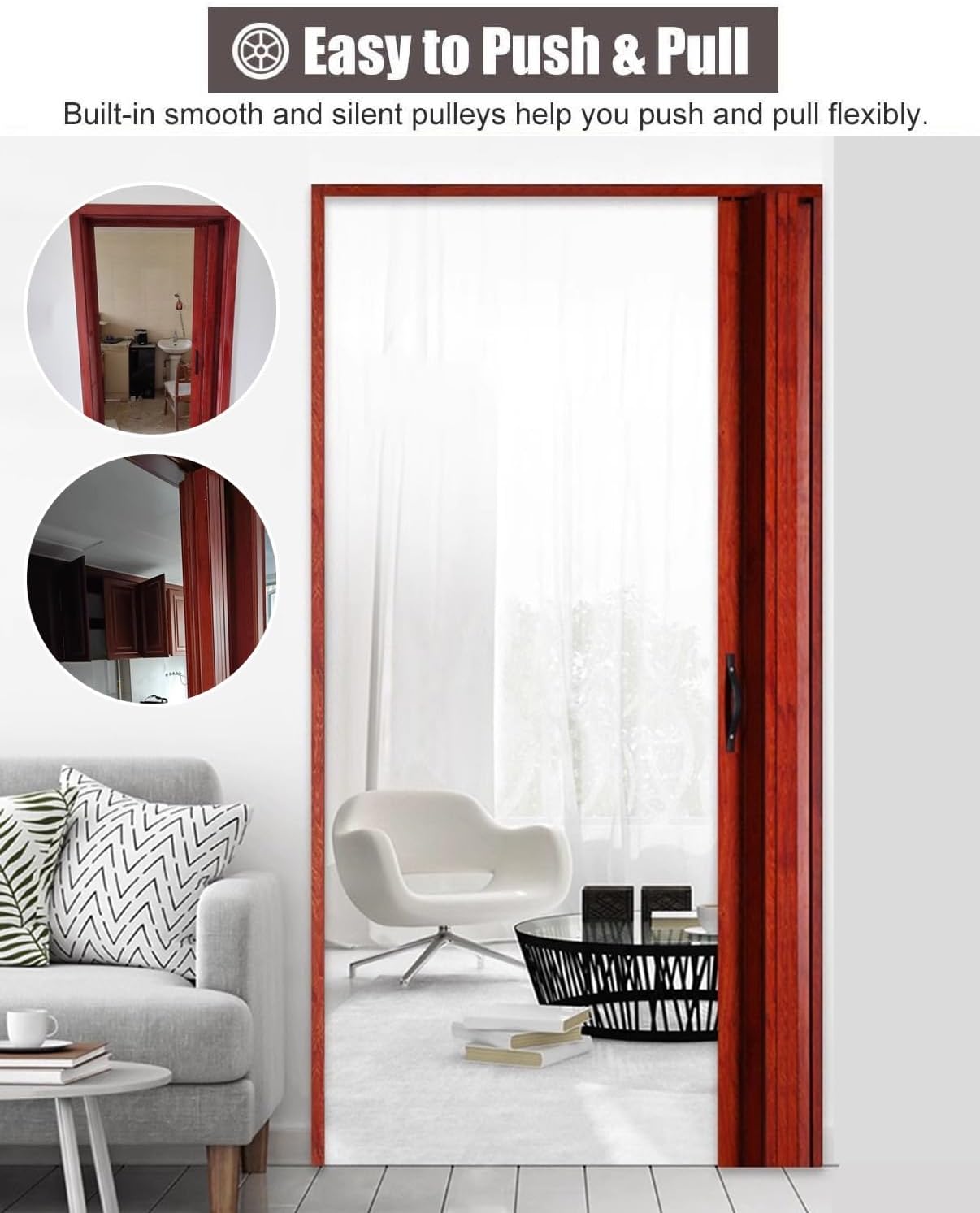 Aluminum Alloy Folding Accordion Doors, 75x80in Multifold Sliding Interior Doors with Hardware for Doorway or Cabinet, Space-Saving Design, Easy Installation