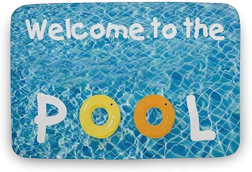 Tapete para piscina, 17 x 30 pies, azul, moderno, antideslizante, resistente al agua, hecho a máquina, regalo de inauguración de la casa, entrada,