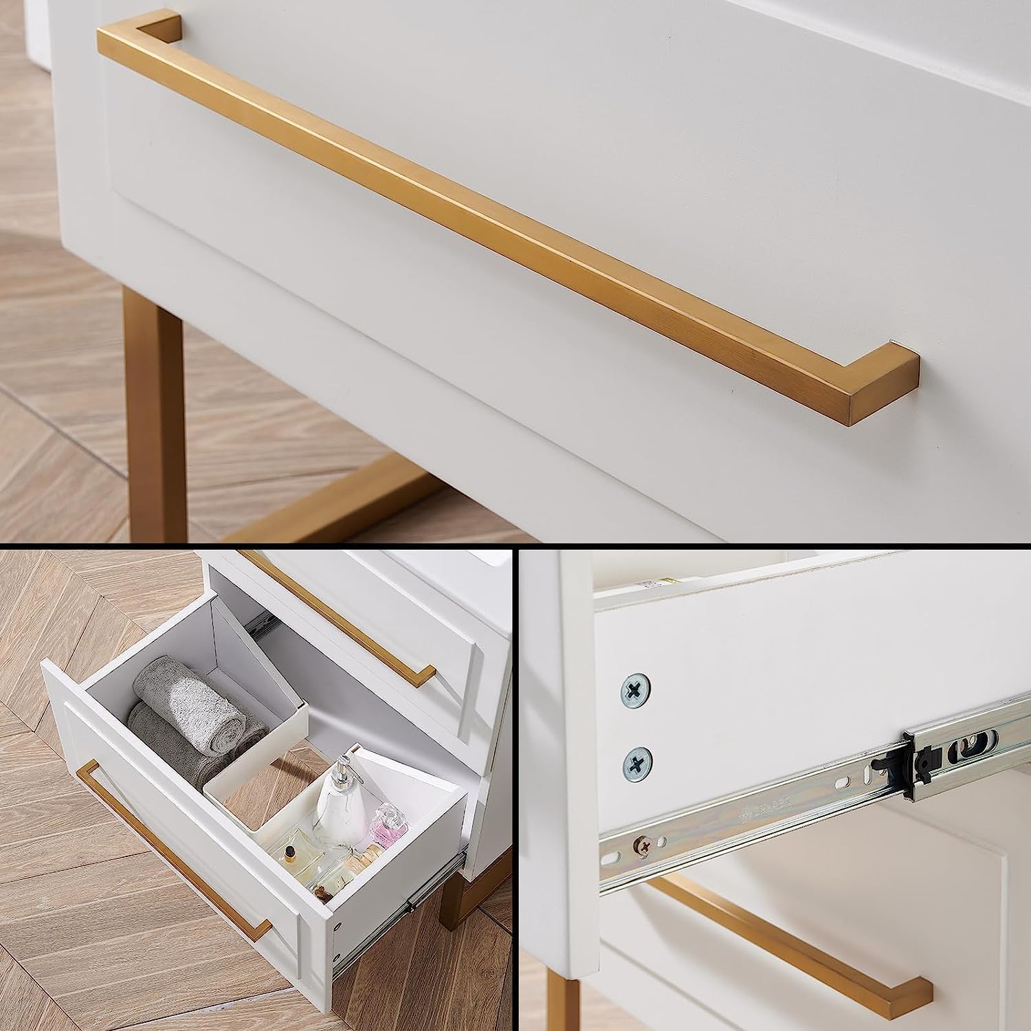 24 Inch Bathroom Vanity, Small Bathroom Sink Vanity Set, White Bathroom Vanity Cabinet with Sink, Modern Bath Vanity Combo with 2 Drawers