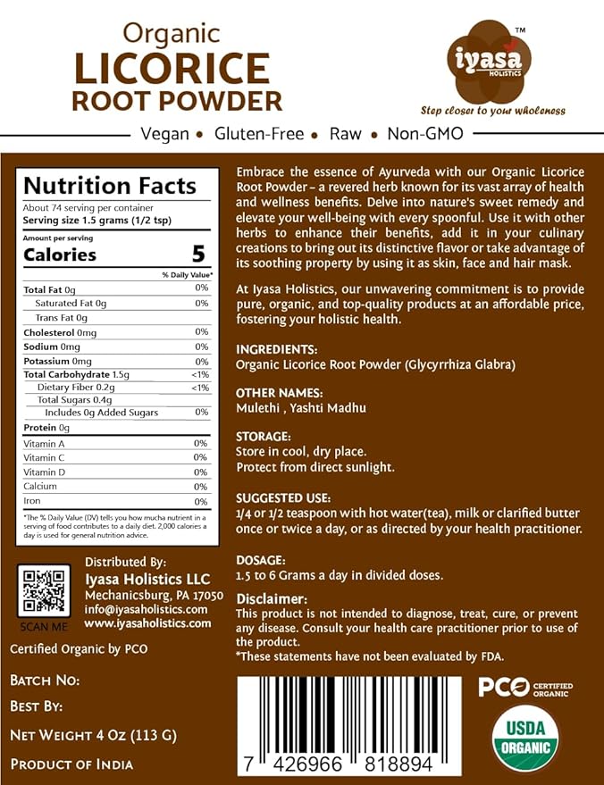 Té de Raíz de Regaliz Orgánico 4 oz miniatura 2