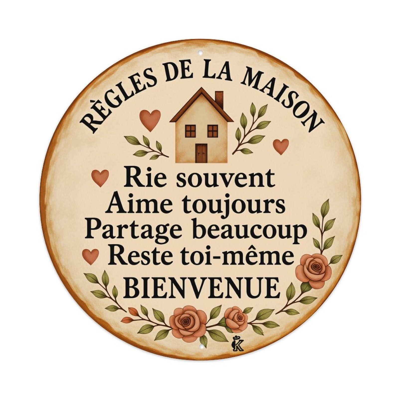 House Rules Always Love Round Tin Sign Vintage Metal Poster Retro Bar, Home, Man Cave, Kitchen, Laundry Room Wall Art Decor Gift 8x8Inch