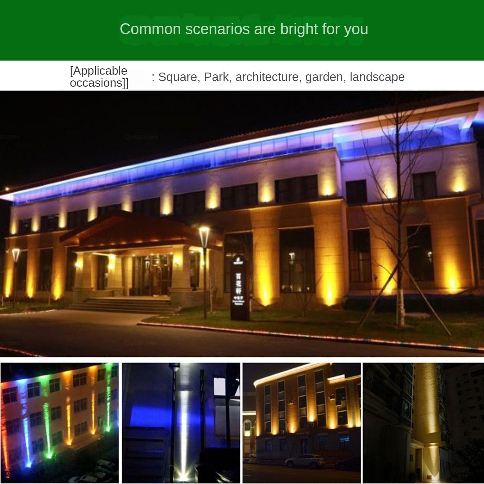 Reflektory zewnętrzne - projektor LED, projektory LED dalekiego zasięgu AC85-265V, wodoodporny reflektor LED o długim zasięgu, projektor LED, wąski projektor świetlny do użytku na zewnątrz (Green Lig