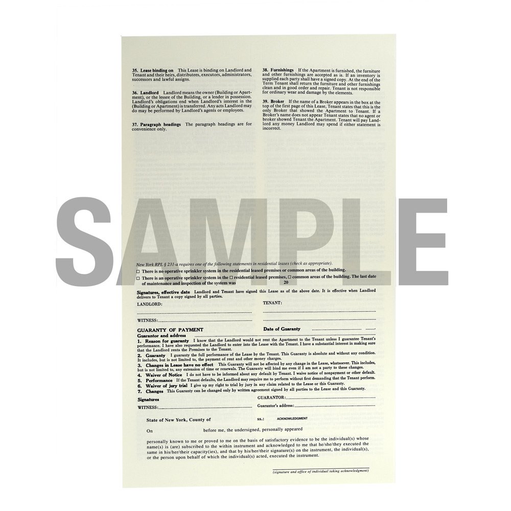 Amazon.com : New York Residential Lease Form 55, Blumberg Lease for  Unregulated Apartment (8.5 X 14) : Office Products