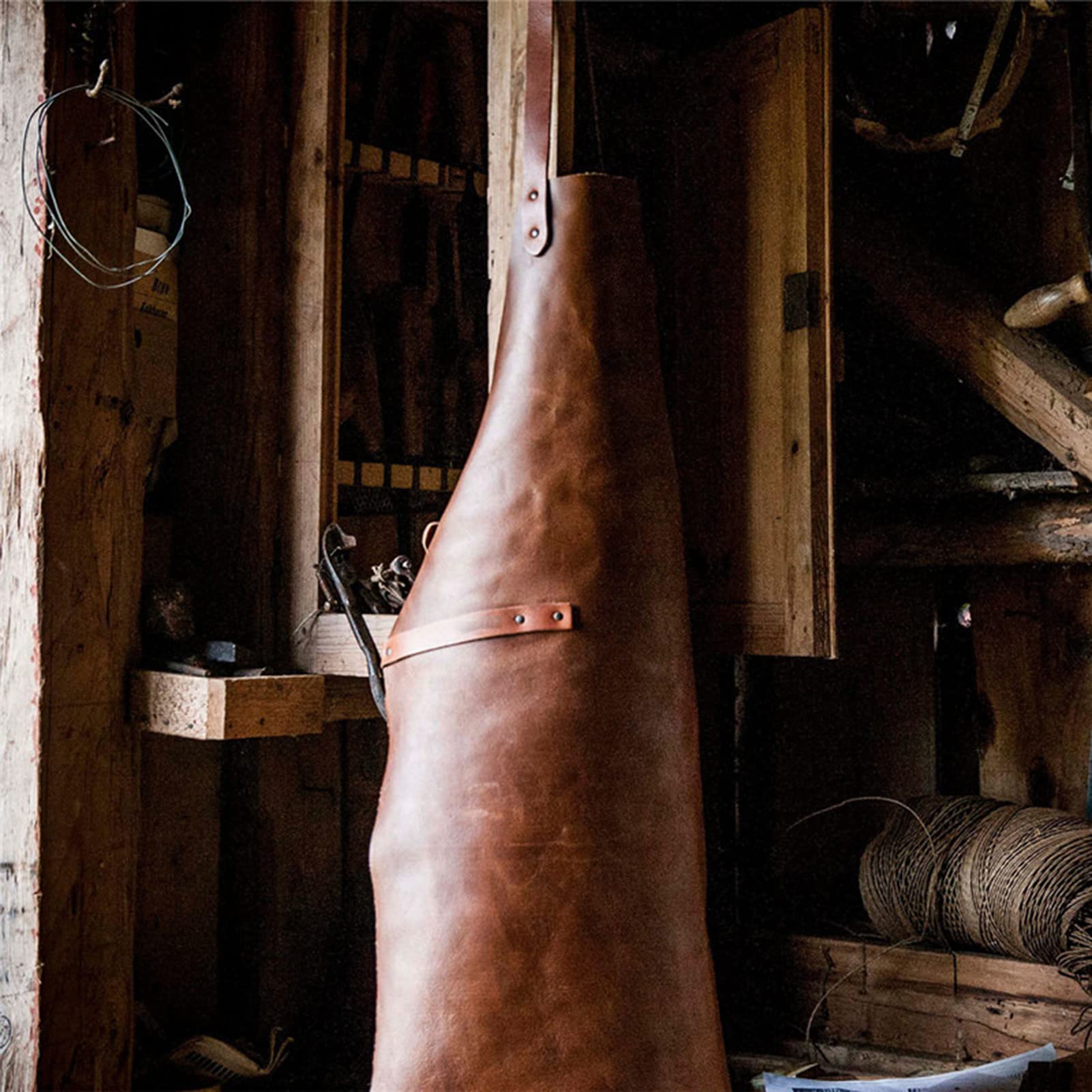 YOUNGC Delantal de Cuero, Delantal de carpintería para Hombres y Mujeres, Delantal de Peluquero de Chef multifunción para Cocina, Barbacoa, lavavajillas, café, 24"X34
