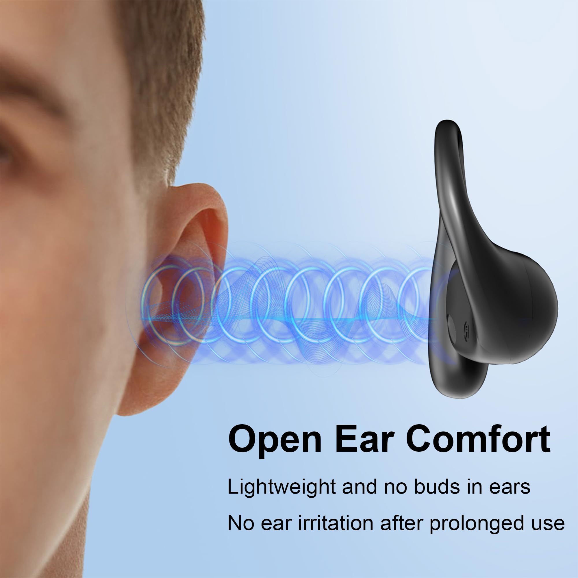 Écouteurs filaires ouverts avec microphone contrôle du volume et appels avec commandes en ligne, prise jack 3,5 mm et crochet enveloppant autour de l'oreille